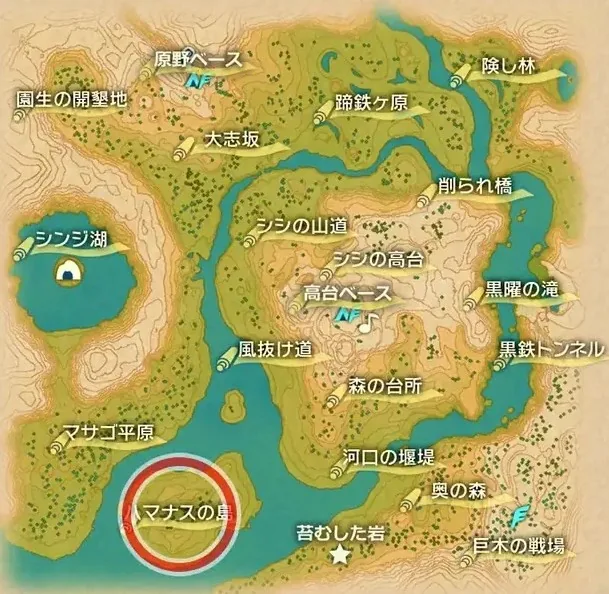 土地云位置：黑曜原野 · 玫瑰岛
